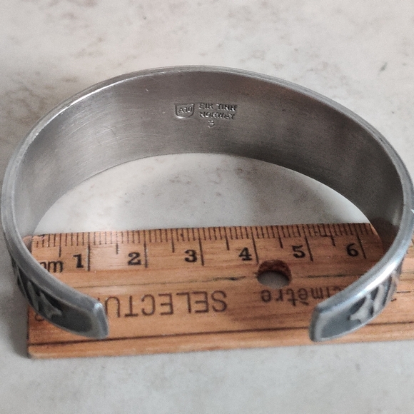 Mid-century modern Eik Tinn Norway Pewter Cuff Bracelet - Picture 10 of 14